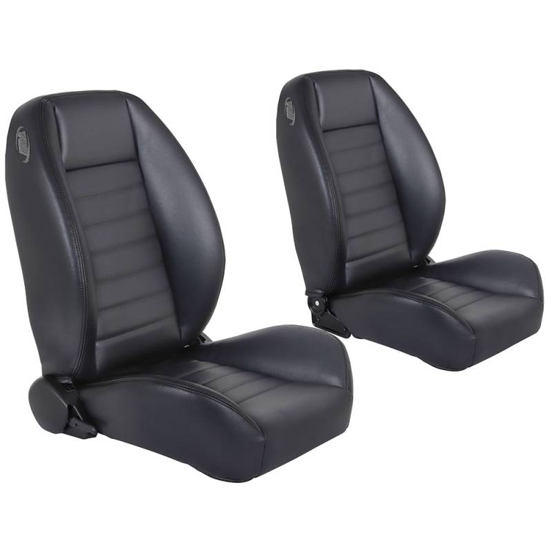 1964 - 1973 Mustang TMI Cruiser Collection Low Back Seats, Black Vinyl,  Choose Stitch Color