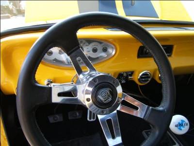 Here is a straight-on shot of the custom gauges. You won't see any other Mustang with this type of dash and gauge set-up.