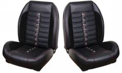 TMI Products - 64 - 67 Mustang TMI Sport XR Full Seat Upholstery- Black/Black/Red/Steel - Image 1